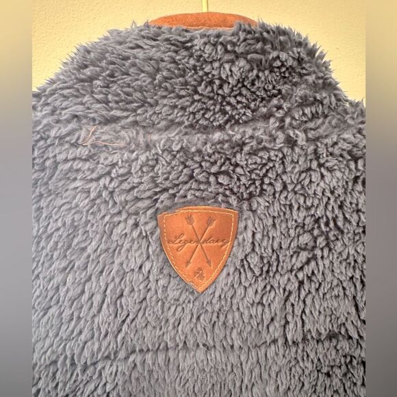 Mens Utility LEGENDARY WHITETAILS Navy Brown Sherpa Outdoor Zip-Up Vest 54 Chest - Picture 10 of 10